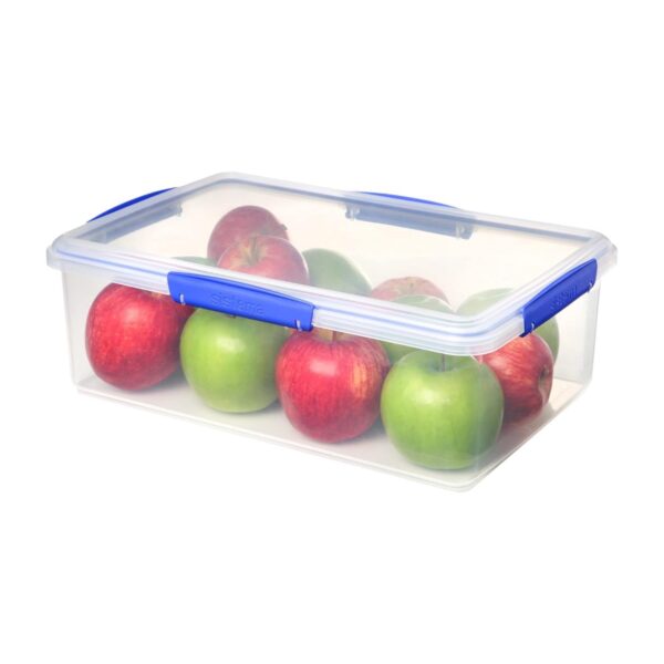 Sistema KLIP IT 7L (236 oz) Rectangular Clear Storage Containers – Blue Clips & Rubber Seal, Leak-Proof, BPA-Free, Microwave Safe