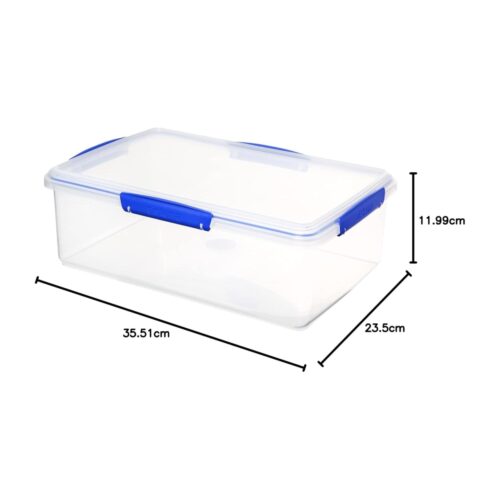 Sistema KLIP IT 7L (236 oz) Rectangular Clear Storage Containers – Blue Clips & Rubber Seal, Leak-Proof, BPA-Free, Microwave Safe