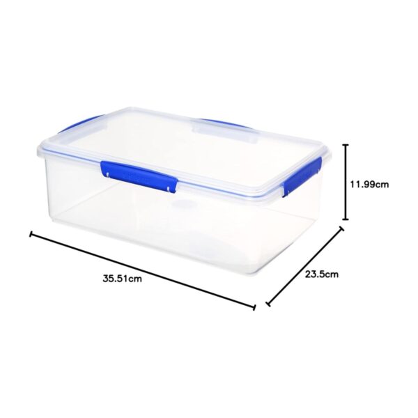 Sistema KLIP IT 7L (236 oz) Rectangular Clear Storage Containers – Blue Clips & Rubber Seal, Leak-Proof, BPA-Free, Microwave Safe