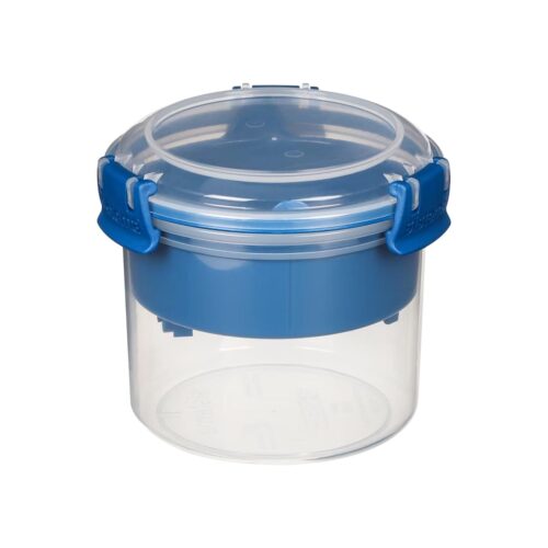 Sistema TO GO Breakfast Bowl 530ml – Blue Removable Tray & Clip Spoon, Dual-Compartment, Easy-Lock Clips, Flexible Seal, BPA-Free