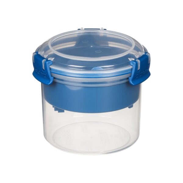 Sistema TO GO Breakfast Bowl 530ml – Blue Removable Tray & Clip Spoon, Dual-Compartment, Easy-Lock Clips, Flexible Seal, BPA-Free