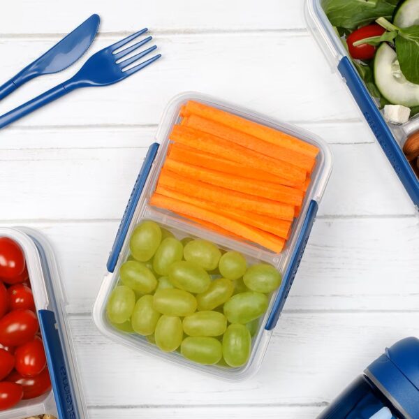 Sistema Lunch Plus TO GO 1.2L with Cutlery – Clear Container with Blue Knife & Fork, Leak-Proof Seal, BPA-Free