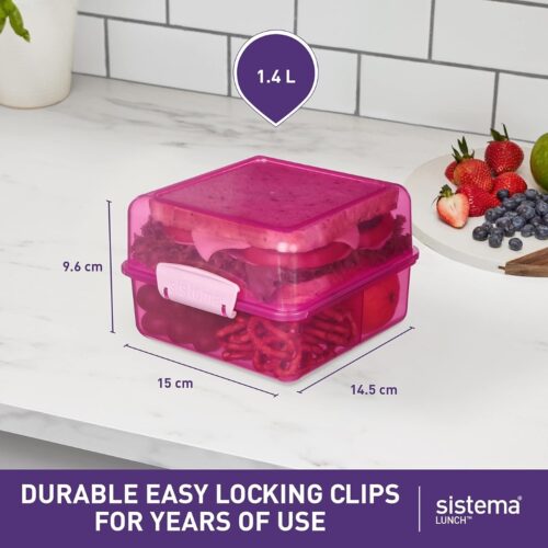Sistema Lunch Cube 1.4L – Blue, Dual-Compartment Lunch Box with Divider, Leak-Resistant, BPA-Free 10 Sistema Lunch Cube 1.4L – Turquoise, Dual-Compartment Lunch Box with Divider, Leak-Resistant, BPA-Free