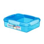 Sistema Snack Attack Duo Lunch Box 975ml – Blue, 3-Compartment Lunch Box with Easy-Lock Clips, BPA-Free