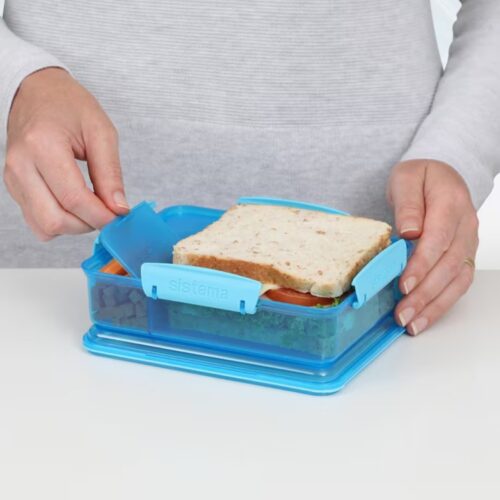 Sistema Snack Attack Duo Lunch Box 975ml – Blue, 3-Compartment Lunch Box with Easy-Lock Clips, BPA-Free 10 Sistema Snack Attack Duo Lunch Box 975ml – Blue, 3-Compartment Lunch Box with Easy-Lock Clips, BPA-Free