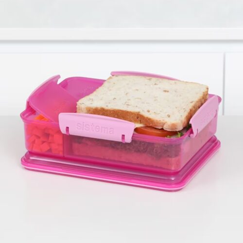 Sistema Snack Attack Duo Lunch Box 975ml – Pink, 3-Compartment Lunch Box with Easy-Lock Clips, BPA-Free 9 Sistema Snack Attack Duo Lunch Box 975ml – Pink, 3-Compartment Lunch Box with Easy-Lock Clips, BPA-Free