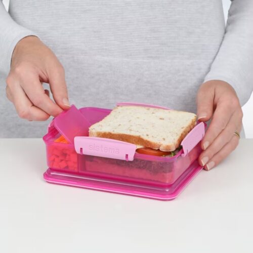 Sistema Snack Attack Duo Lunch Box 975ml – Pink, 3-Compartment Lunch Box with Easy-Lock Clips, BPA-Free 10 Sistema Snack Attack Duo Lunch Box 975ml – Pink, 3-Compartment Lunch Box with Easy-Lock Clips, BPA-Free