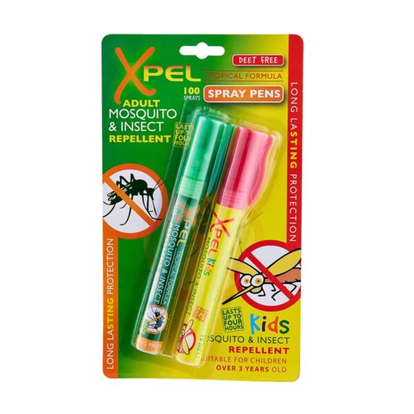 XPL-0508 Xpel Mosquito & Insect Repellent Sprays – Twin Pack Adult/Kids (10ml x 2) – 100 Tropical Formula Sprays