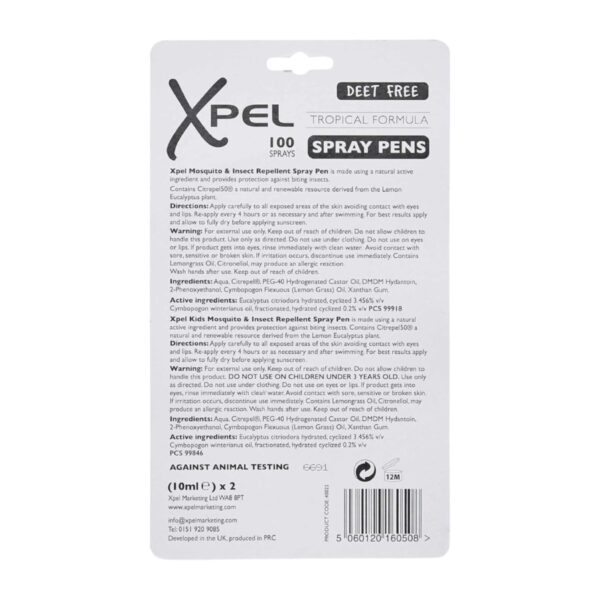 Xpel Mosquito & Insect Repellent Sprays – Twin Pack Adult/Kids (10ml x 2) – 100 Tropical Formula Sprays 1 Xpel Mosquito & Insect Repellent Sprays – Twin Pack Adult/Kids (10ml x 2) – 100 Tropical Formula Sprays