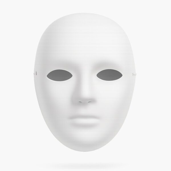 Plain White Matt Face Mask – Adults Paintable Matt Finish (Papier‑Mâché), Unisex Masquerade & Halloween DIY