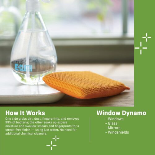 E-Cloth Window Dynamo – Microfibre Glass & Window Sponge, Streak-Free Shine for Glass, Mirrors & Windshields, Washable Reusable, 100-Wash Promise - Image 3