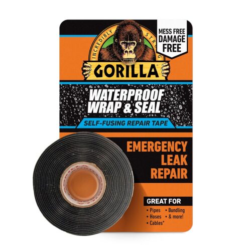 Gorilla Waterproof Wrap & Seal Self-Fusing Silicone Repair Tape – Black 25.4mm x 2.4m, Emergency Pipe & Hose Fix, Waterproof & UV-Resistant