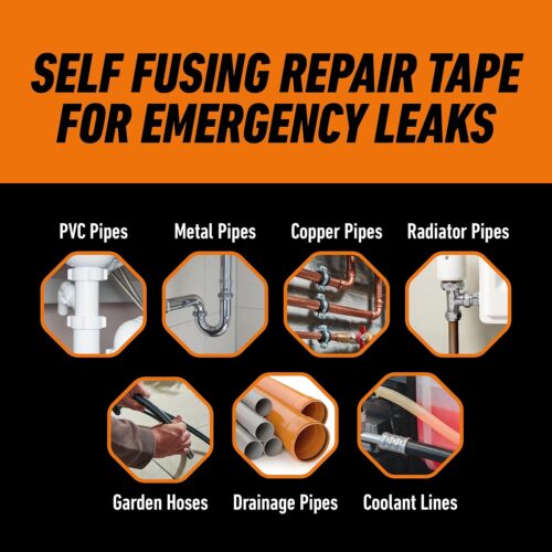 Gorilla Waterproof Wrap & Seal Self-Fusing Silicone Repair Tape – Black 25.4mm x 2.4m, Emergency Pipe & Hose Fix, Waterproof & UV-Resistant 9 Gorilla Waterproof Wrap & Seal Self-Fusing Silicone Repair Tape – Black 25.4mm x 2.4m, Emergency Pipe & Hose Fix, Waterproof & UV-Resistant