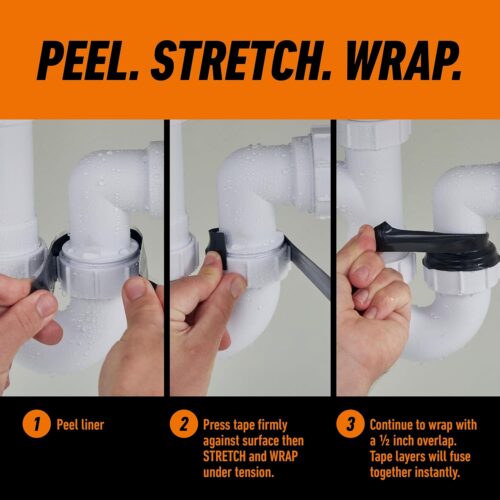 Gorilla Waterproof Wrap & Seal Self-Fusing Silicone Repair Tape – Black 25.4mm x 2.4m, Emergency Pipe & Hose Fix, Waterproof & UV-Resistant 10 Gorilla Waterproof Wrap & Seal Self-Fusing Silicone Repair Tape – Black 25.4mm x 2.4m, Emergency Pipe & Hose Fix, Waterproof & UV-Resistant