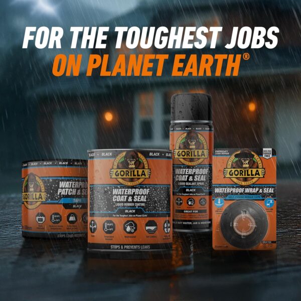 Gorilla Waterproof Wrap & Seal Self-Fusing Silicone Repair Tape – Black 25.4mm x 2.4m, Emergency Pipe & Hose Fix, Waterproof & UV-Resistant 6 Gorilla Waterproof Wrap & Seal Self-Fusing Silicone Repair Tape – Black 25.4mm x 2.4m, Emergency Pipe & Hose Fix, Waterproof & UV-Resistant