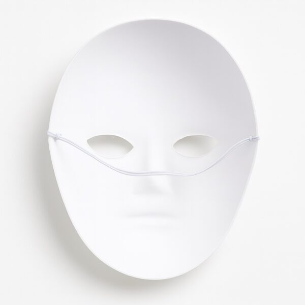 Plain White Matt Face Mask – Adults Paintable Matt Finish (Papier‑Mâché), Unisex Masquerade & Halloween DIY