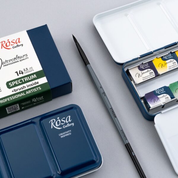 ROSA Gallery SPECTRUM Watercolour Paint Set – 14 Full Pans with Brush in Indigo Metal Case 6 ROSA Gallery SPECTRUM Watercolour Paint Set – 14 Full Pans with Brush in Indigo Metal Case