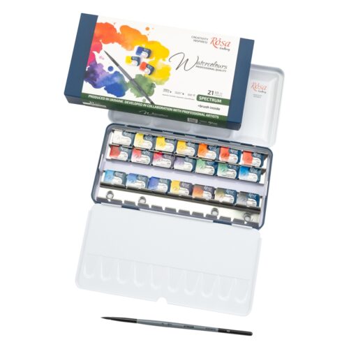 ROSA Gallery SPECTRUM Watercolour Paint Set – 21 Full Pans with Brush in Indigo Metal Case 8 ROSA Gallery SPECTRUM Watercolour Paint Set – 21 Full Pans with Brush in Indigo Metal Case