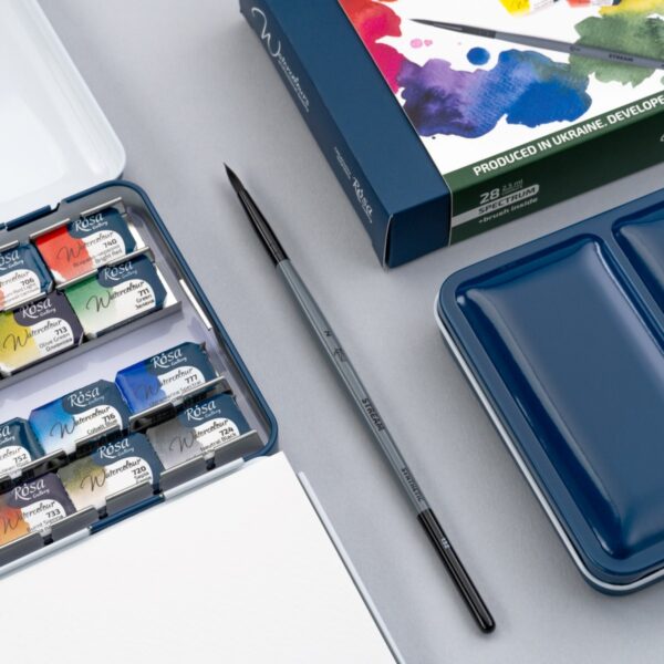 ROSA Gallery SPECTRUM Watercolour Paint Set – 28 Full Pans with Brush in Indigo Metal Case 2 ROSA Gallery SPECTRUM Watercolour Paint Set – 28 Full Pans with Brush in Indigo Metal Case