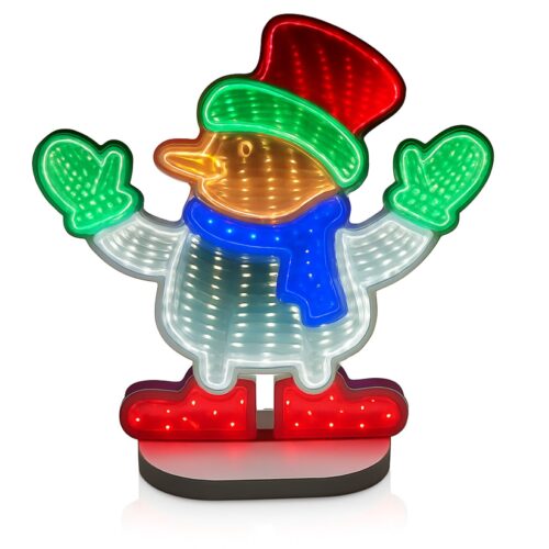 Christmas Snowman 3D Infinity LED Window Light – 111 LEDs, USB Powered, 1m Wire, Indoor Decoration, W19.5×H23 cm (IP20)