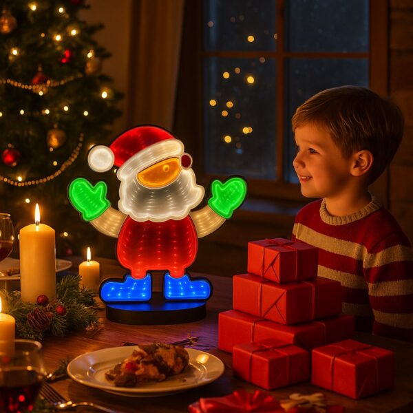 Christmas Santa 3D Infinity LED Window Light – 111 LEDs, USB Powered, 1m Wire, Indoor Decoration, W19.5×H23 cm (IP20)