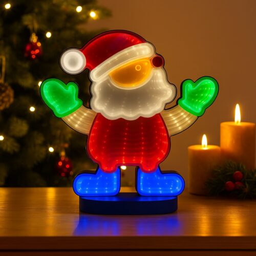Christmas Santa 3D Infinity LED Window Light – 111 LEDs, USB Powered, 1m Wire, Indoor Decoration, W19.5×H23 cm (IP20)