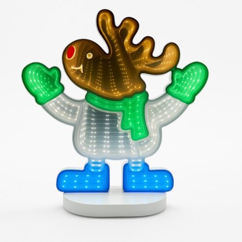 Christmas Reindeer 3D Infinity LED Window Light – 111 LEDs, USB Powered, 1m Wire, Indoor Decoration, W19.5×H23 cm (IP20)