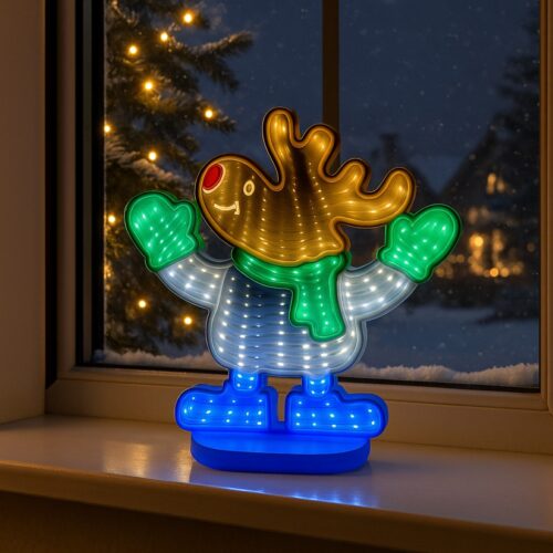 Christmas Reindeer 3D Infinity LED Window Light – 111 LEDs, USB Powered, 1m Wire, Indoor Decoration, W19.5×H23 cm (IP20) 7 Christmas Reindeer 3D Infinity LED Window Light – 111 LEDs, USB Powered, 1m Wire, Indoor Decoration, W19.5×H23 cm (IP20)