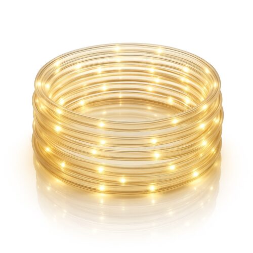 Warm White 10m Flexi LED Multifunction Rope Light – Indoor & Outdoor, Battery Operated, 8‑Function Controller & Timer (6h ON / 18h OFF)