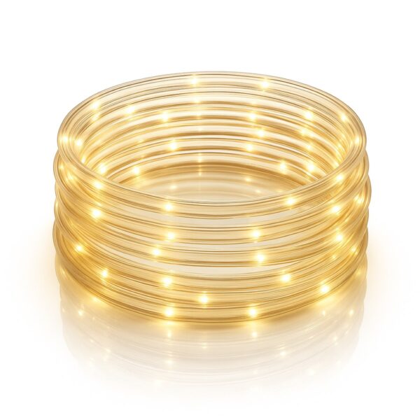 Warm White 10m Flexi LED Multifunction Rope Light – Indoor & Outdoor, Battery Operated, 8‑Function Controller & Timer (6h ON / 18h OFF)