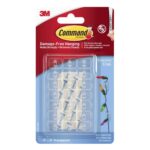 3M Command Clear Decorating Clips – 20 Clips + 24 Clear Strips, Damage-Free Hanging for Christmas Lights & Decorations