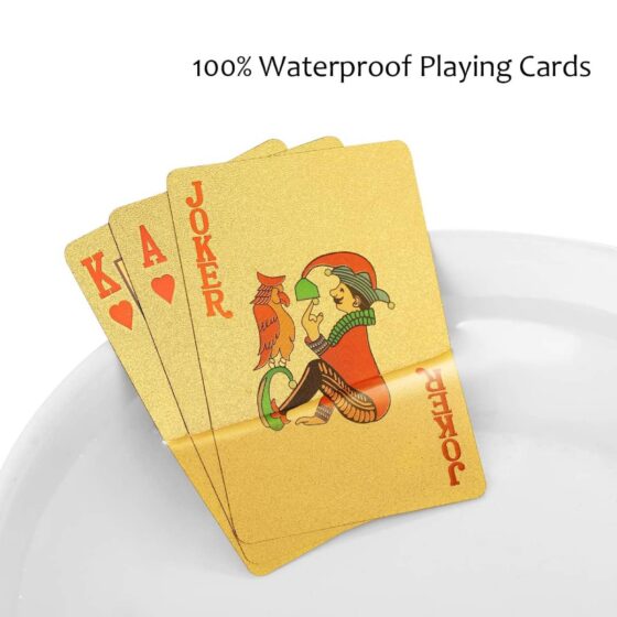 Gold Foil Luxury Deck of Playing Cards – Waterproof Plastic Poker Cards for Professional Play & Family Game Nights