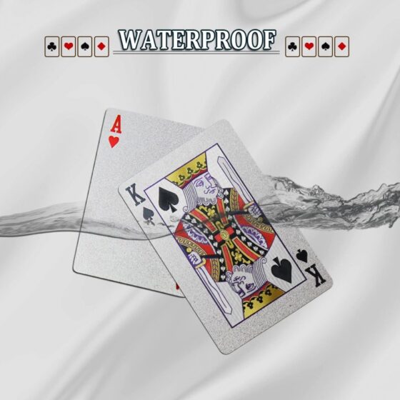 Silver Foil Luxury Deck of Playing Cards – Waterproof Plastic Poker Cards for Professional Play & Family Game Nights