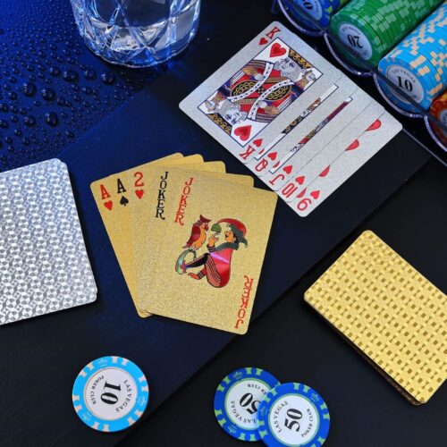 Silver Foil Luxury Deck of Playing Cards – Waterproof Plastic Poker Cards for Professional Play & Family Game Nights