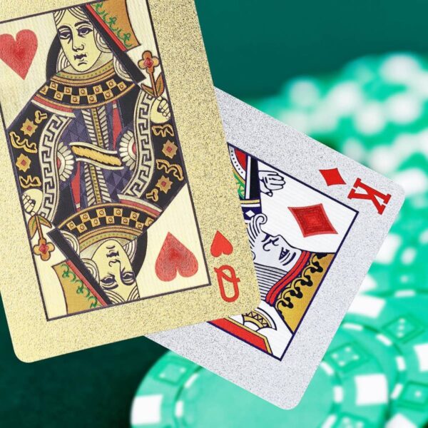 Silver Foil Luxury Deck of Playing Cards – Waterproof Plastic Poker Cards for Professional Play & Family Game Nights