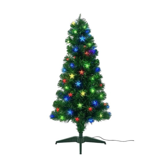 Fibre‑Optic Light Christmas Tree 90cm (90 Tips) + Soft Star – Stylish Pre‑Lit Tree with LED Illumination & Star Topper