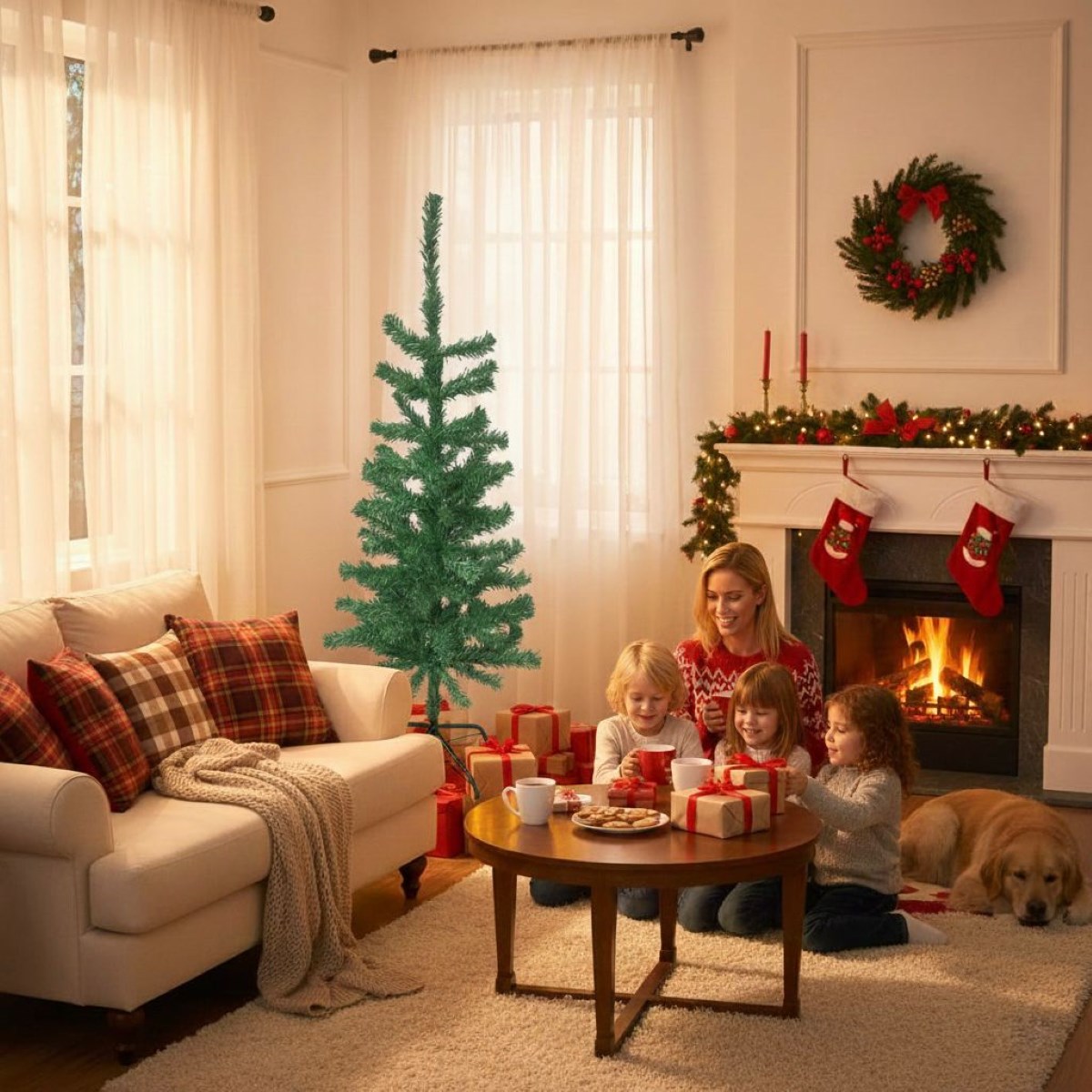 Christmas Tree 120cm (200 Tips) – Full & Realistic Fir‑Look Artificial Tree, Easy Assembly, Ideal for Home Décor