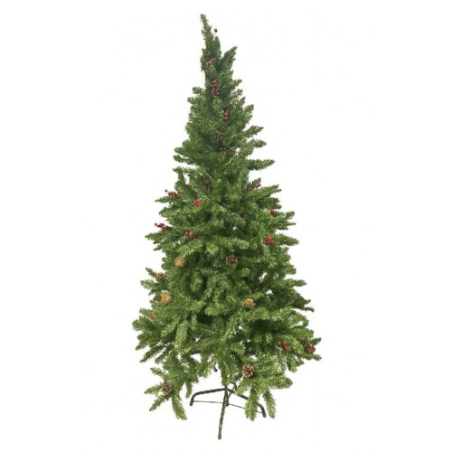 Christmas Tree 150cm (600 Tips) – Full Pointed‑Tip Artificial Tree with Red Fruit & Pine Cones, Rich Foliage for Holiday Homes
