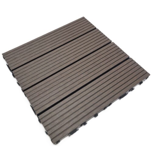 Tiletastic Brown Composite Interlocking Floor Decking Tiles – 30cm x 30cm x 0.23cm, Water, Swelling & Decay Resistant, Durable Outdoor Flooring