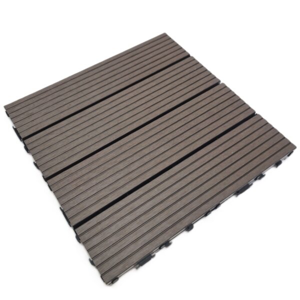 Tiletastic Brown Composite Interlocking Floor Decking Tiles – 30cm x 30cm x 0.23cm, Water, Swelling & Decay Resistant, Durable Outdoor Flooring
