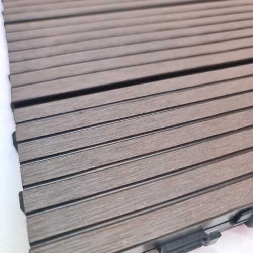 Tiletastic Brown Composite Interlocking Floor Decking Tiles – 30cm x 30cm x 0.23cm, Water, Swelling & Decay Resistant, Durable Outdoor Flooring