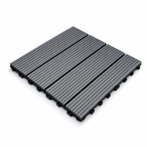 Tiletastic Grey Composite Interlocking Floor Decking Tiles – 30cm x 30cm x 0.23cm, Water, Swelling & Decay Resistant, Durable Outdoor Flooring