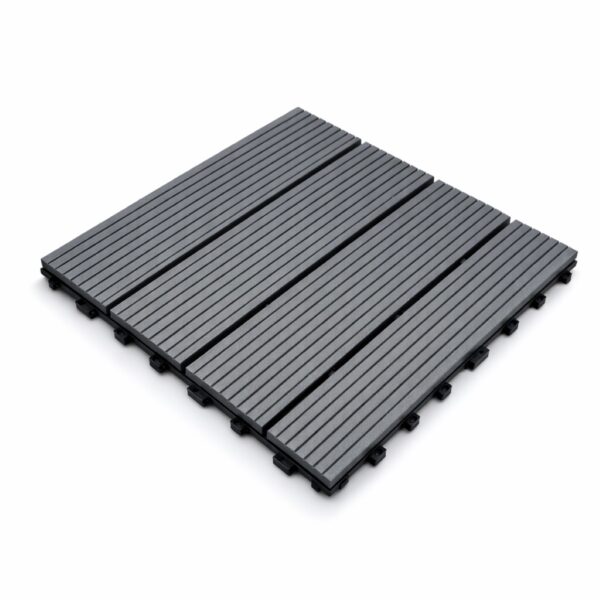 Tiletastic Grey Composite Interlocking Floor Decking Tiles – 30cm x 30cm x 0.23cm, Water, Swelling & Decay Resistant, Durable Outdoor Flooring
