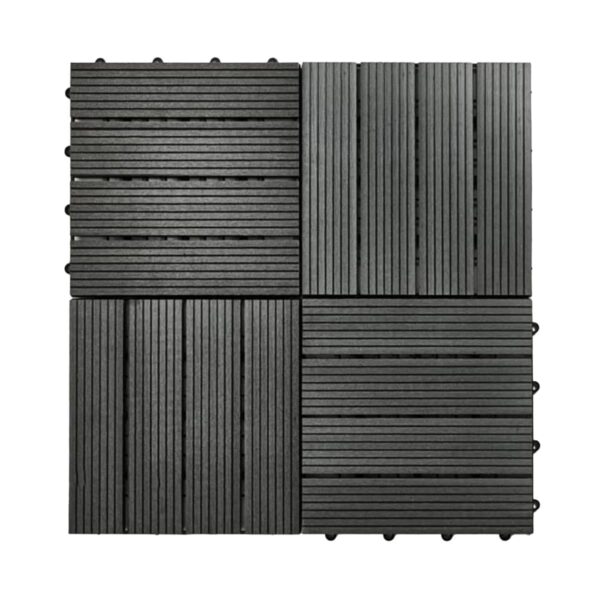 Tiletastic Grey Composite Interlocking Floor Decking Tiles – 30cm x 30cm x 0.23cm, Water, Swelling & Decay Resistant, Durable Outdoor Flooring