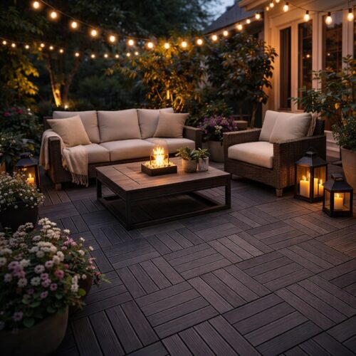 Tiletastic Grey Composite Interlocking Floor Decking Tiles – 30cm x 30cm x 0.23cm, Water, Swelling & Decay Resistant, Durable Outdoor Flooring