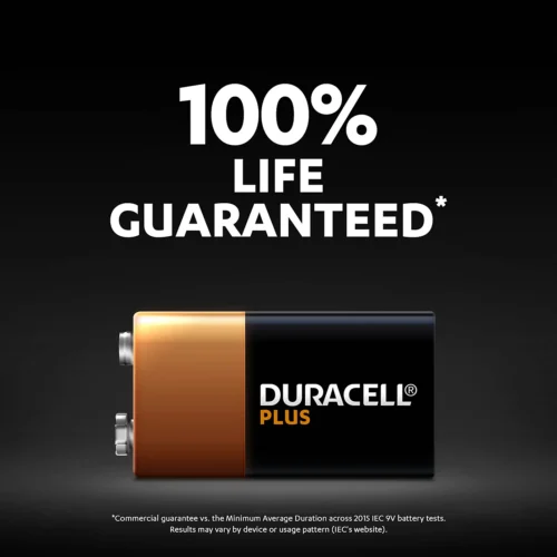 Duracell Plus Boost Alkaline Battery 9V Size 9V (Pack of 1) – Long-Lasting Power, 100% Life Guaranteed (6LR61/MN1604)