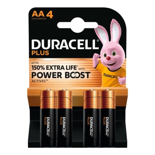 Duracell Plus Boost Alkaline Batteries 1.5V Size AA (Pack of 4) – Long-Lasting Power, 100% Life Guaranteed (LR6/MN1500)