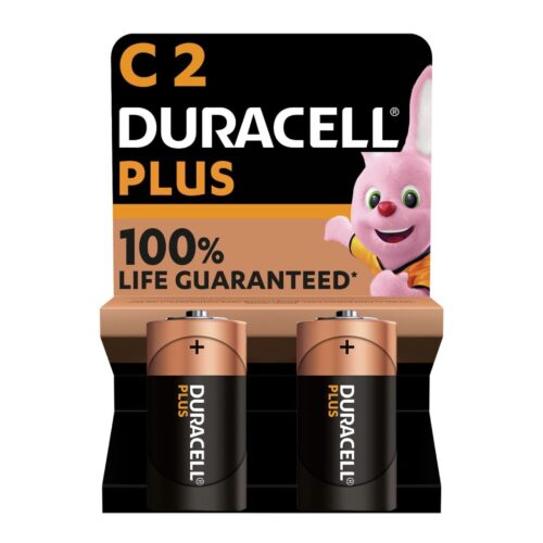 Duracell Plus Boost Alkaline Batteries 1.5V Size C (Pack of 2) – Long-Lasting Power, 100% Life Guaranteed (LR14/MN1400)