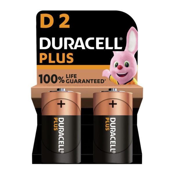 Duracell Plus Boost Alkaline Batteries 1.5V Size D (Pack of 2) – Long-Lasting Power, 100% Life Guaranteed (LR20/MN1300)