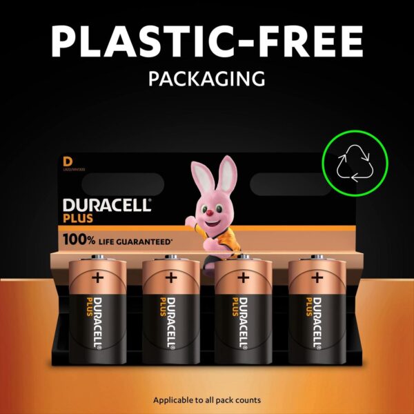 Duracell Plus Boost Alkaline Batteries 1.5V Size D (Pack of 2) – Long-Lasting Power, 100% Life Guaranteed (LR20/MN1300)